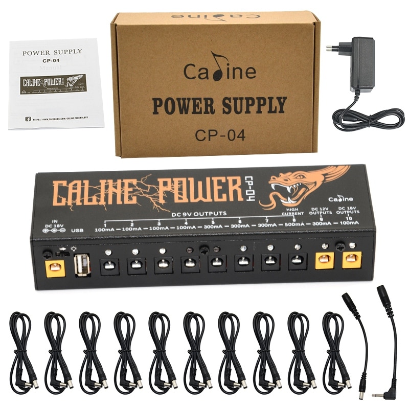 Caline Cp-04 Guitar Pedal Power Supply 10 Isolated Output Power Tuner Short Circuit /Overcurrent Protection Guitar Effect Power,