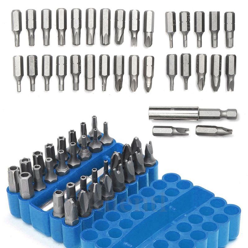 Security Bit 33Pcs Set Tamper Proof Torx Spanner Screwdriver Star Hex Holder Rod