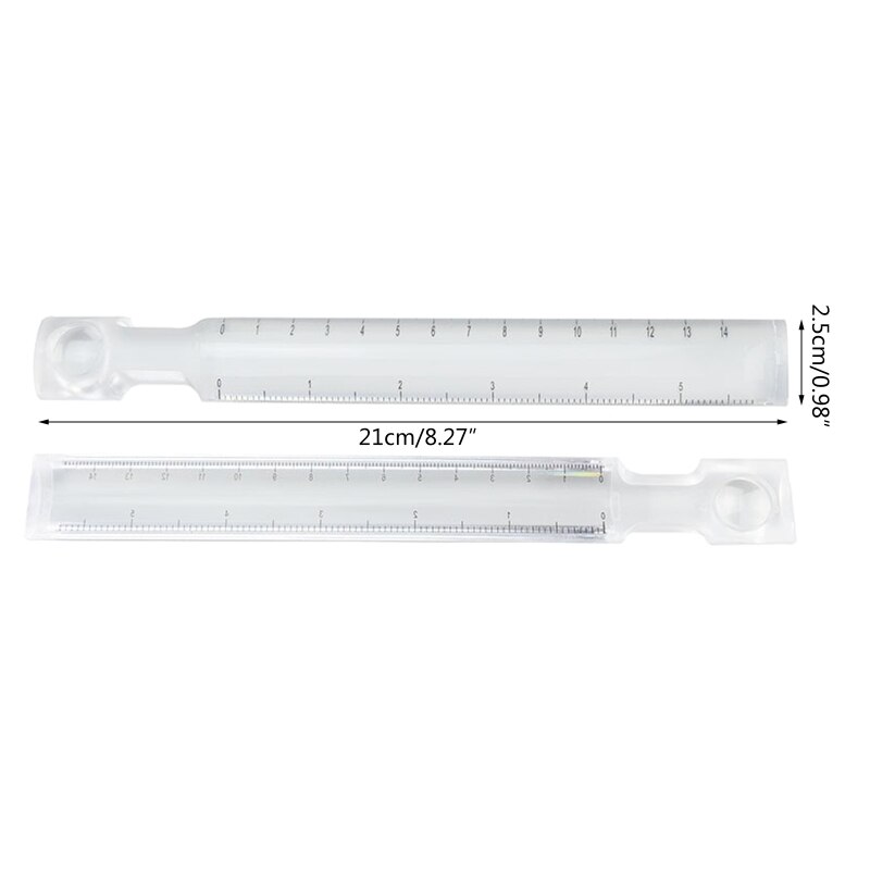 2X Magnifying Bar Acrylic Magnifier Ruler with Measuring Scale 0-14cm for Reading Small Prints &amp; Document Measurement Q84D
