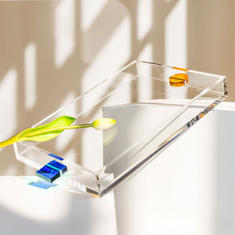 Transparant Acryl Dienblad Snack Cake Water Cup Opslag Bakjes Woonkamer Theapoy Organisatie: Blauw