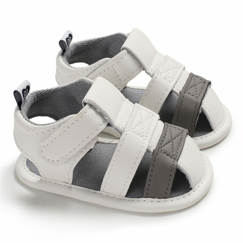 Newborn Baby Boy Soft Sole White Crib Shoes Toddler Summer Sandals Size 0-18 M: 13