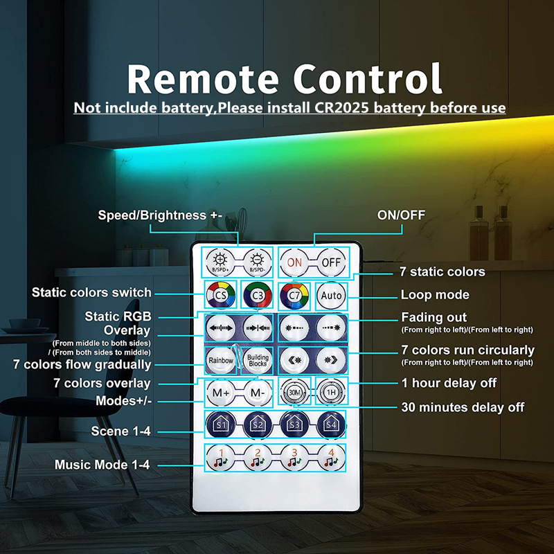 Aplicación Bluetooth, Control remoto por infrarrojos, tira de luz USB de 5V, atmósfera RGB, cinturón de luz LED para habitación, retroiluminación del hogar, decoración de adorno