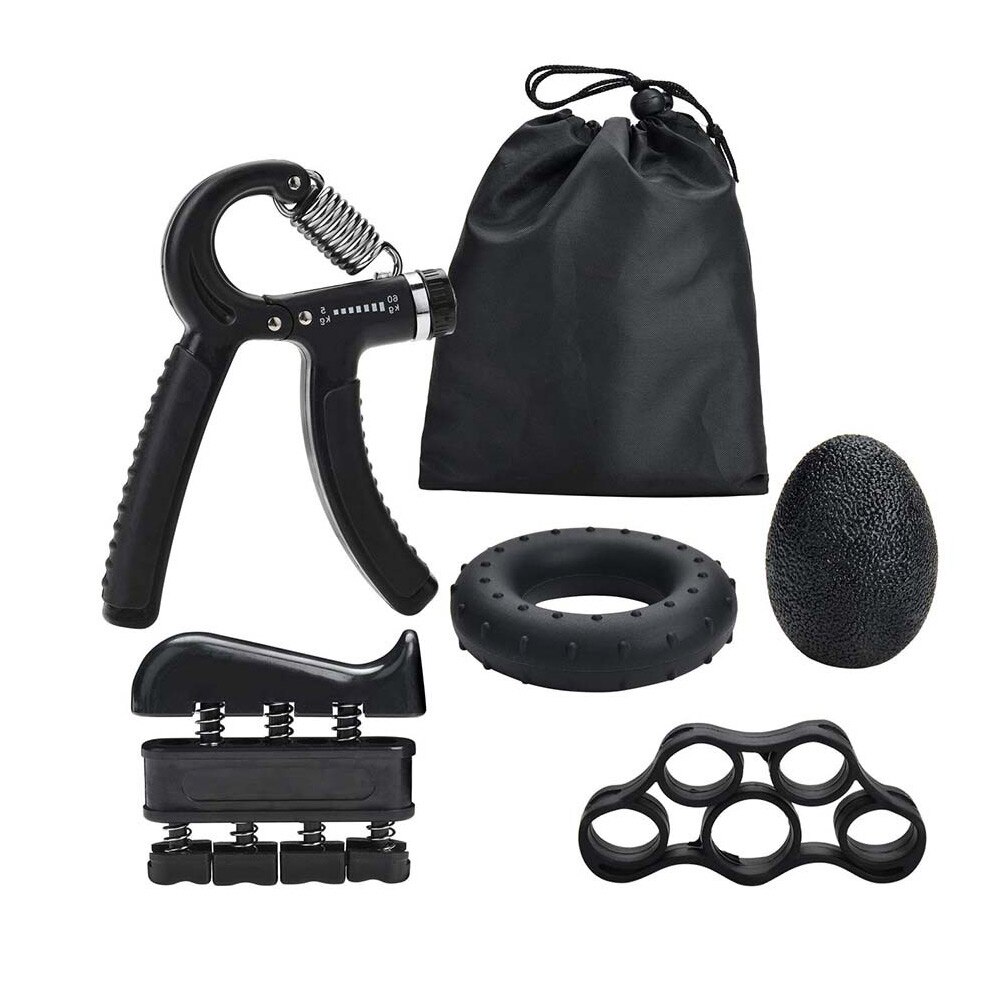 5-Piece Set Hand Grip Strengthener Workout Kit Hand Gripper Ring Finger Exerciser Band for Rehabilitation and Stress Relief