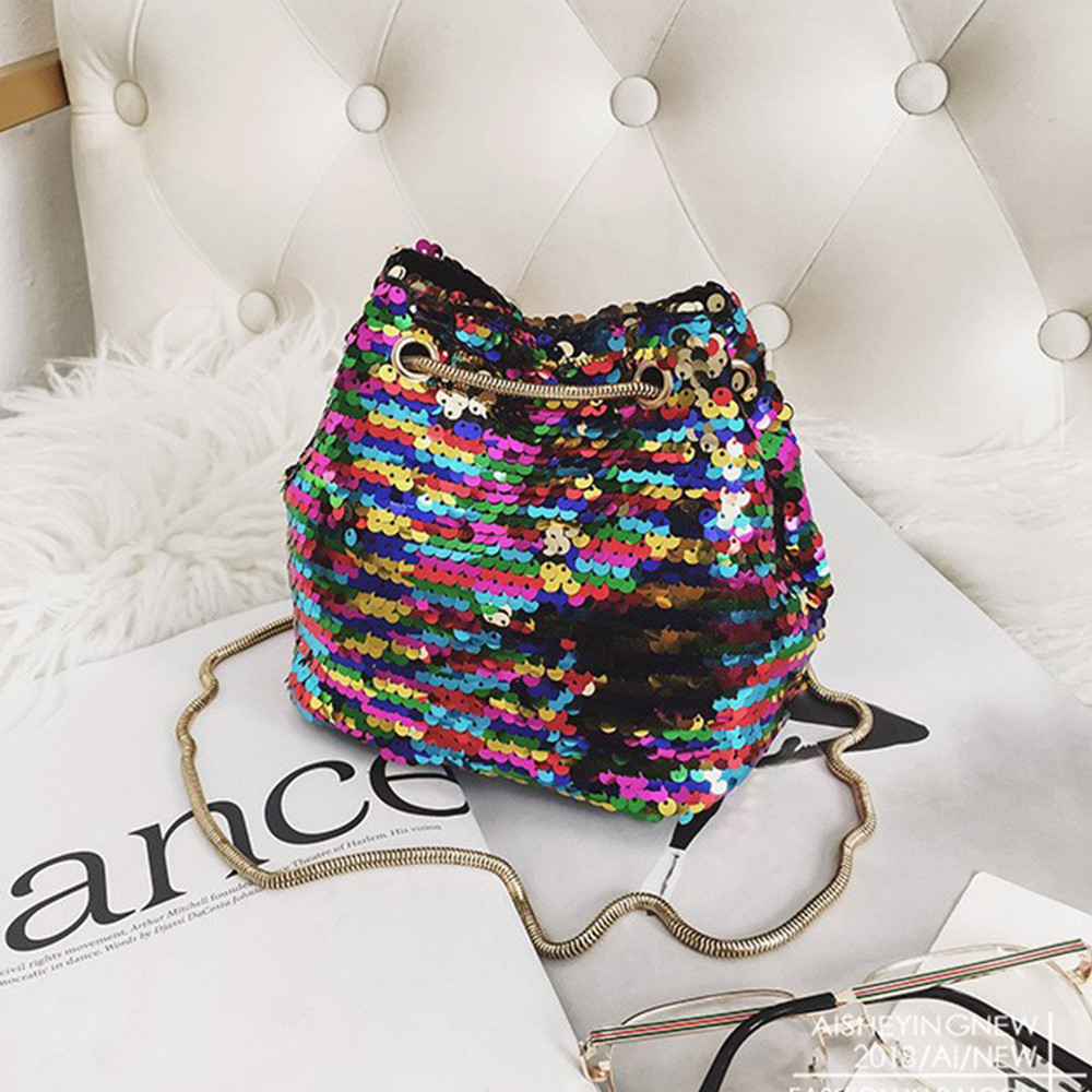 Transer Pailletten Schulter Tasche Frauen Bling Shiny Glitter Pailletten Funkelnde Schulter Taschen Handtasche Größere Kapazität # LL: Multicolor