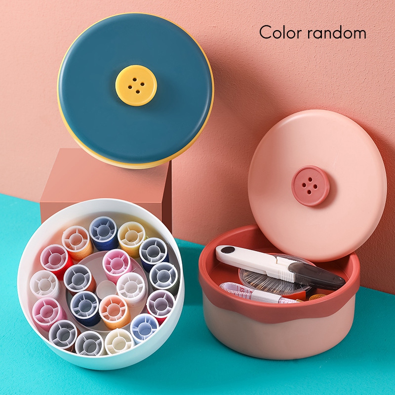 Portable Sewing Box Set Household Multifunctional Sewing Bag Household Round Sewing Needle Button Storage Box