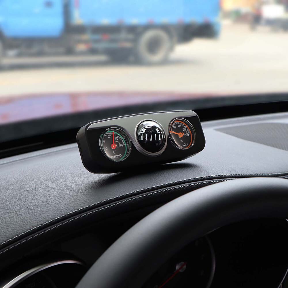 3 in1 Guide Ball Car Temperature Humidity Compass Gauge for Auto Boat Vehicles Navigation Car Decoration Interior Ornaments