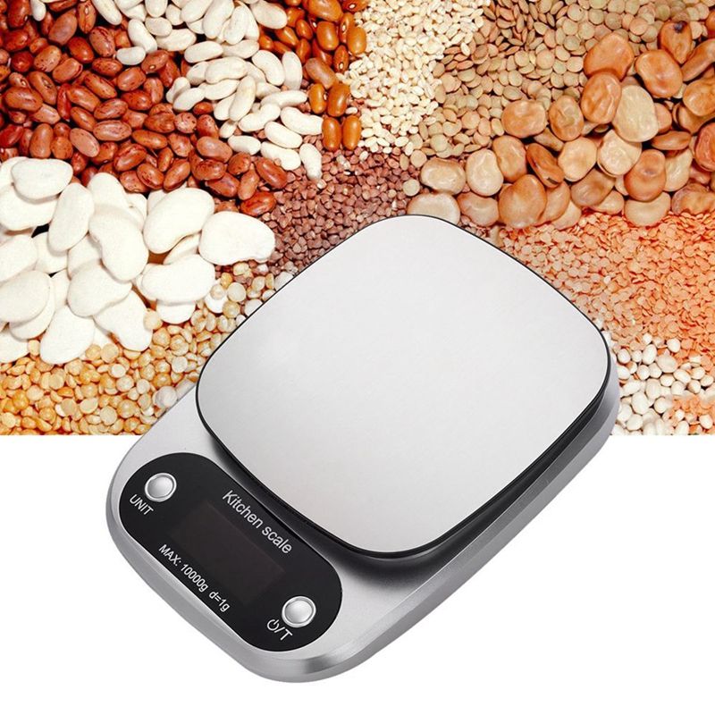 Kitchenscales Voedsel Bakken Gewicht Digitale Lcd Elektronische Weegschaal 10Kg (Zilver)