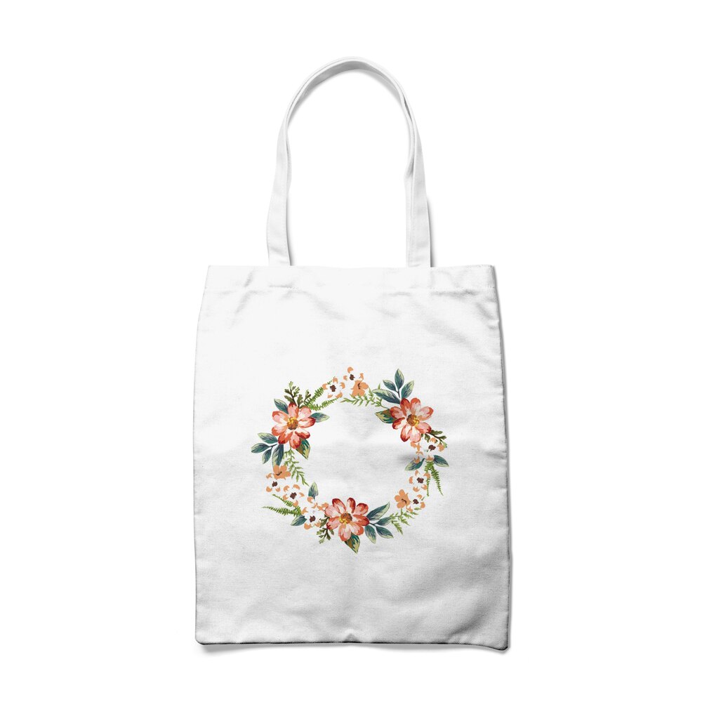 Bloemen Printing Boodschappentas Canvas Tote Bag Print Wit Schouder Bakken Voor Reizen Boodschappentassen Herbruikbare Eco Katoen Handtassen: 3