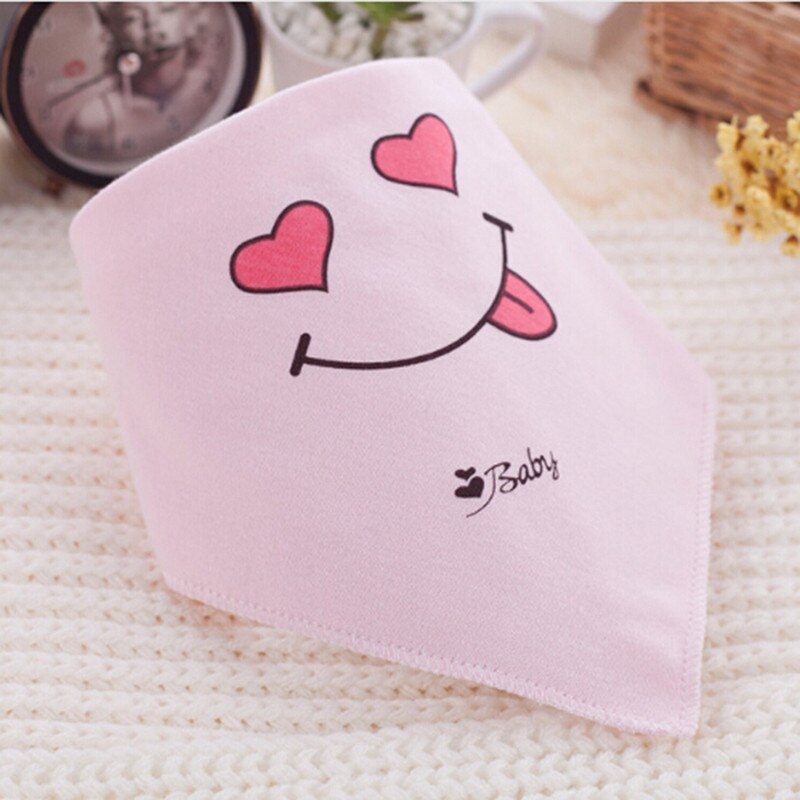 Double-dark Buttoned Organic Cotton Baby Waterproof Saliva Towel Bibs Feeding Lunch Bandana Cute Smiley Face Bibs