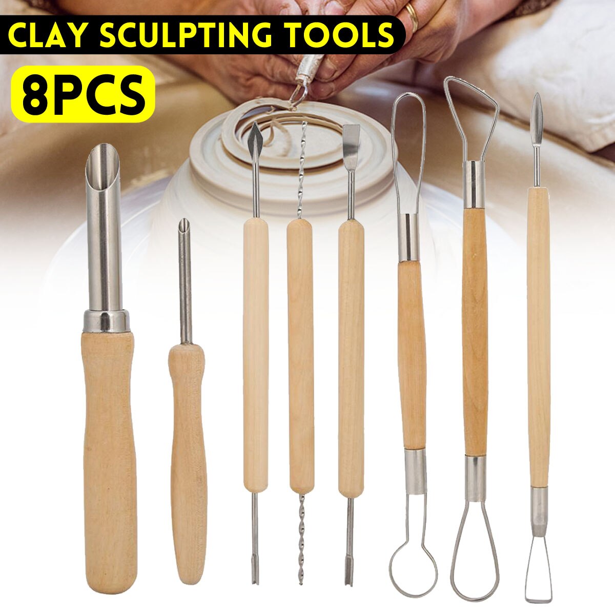 8 Pcs/set Clay Sculpting Clay Pottery Carving Tool Kit Student Ceramic Drawing Utensil Polymer Shapers Modeling Carved Tools