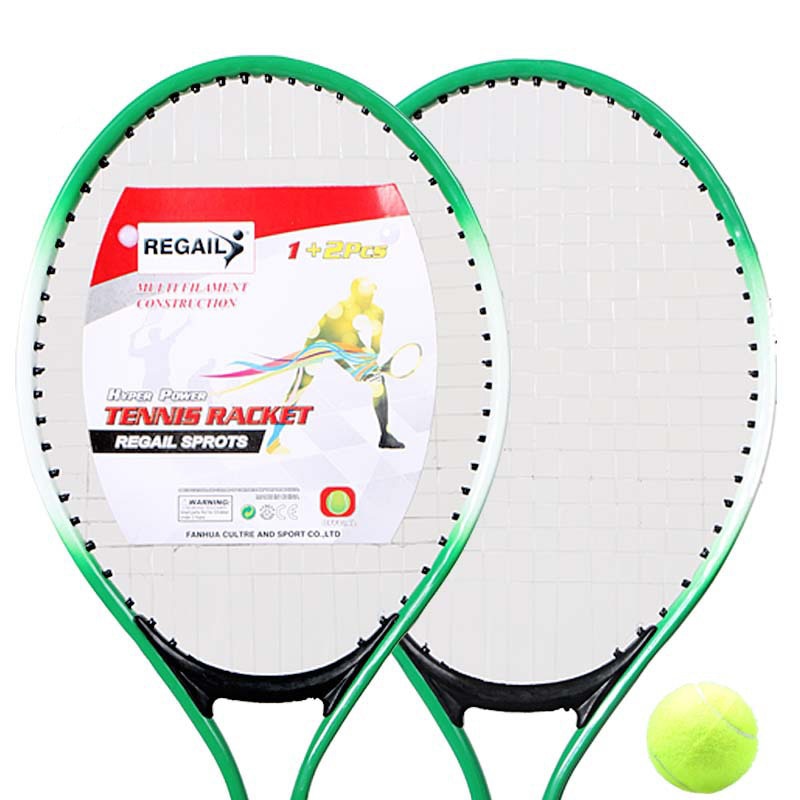 Set of 2 Teenager&#39;s Tennis Racket for Children Youth Beginners Training Nylon Network Cable Whth Free A Stretchless Tennis Ball