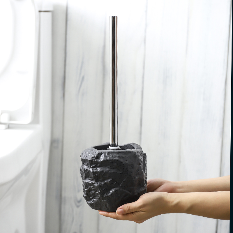 Stone Shape Toilet Brush Ceramics Floor-standing Holder Practical Cleaning Brushes Bathroom Accessories Clean Tool