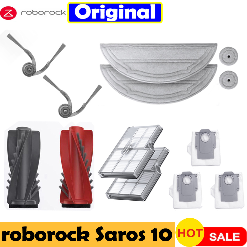 Original roborock Saros 10 Mop Cloth Main/Side Brush Filter Dust Bag Replacement Parts Robot Vacuum Cleaner s9 MaxV Ultra