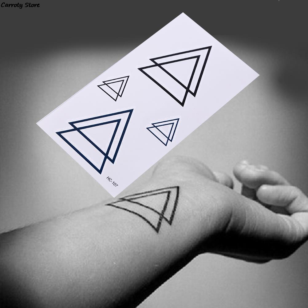 Trekant tatoveringer moderne stil unisex kropstatoveringer kropsmaling vandtætte tatoveringer geometriske midlertidige tatoveringer