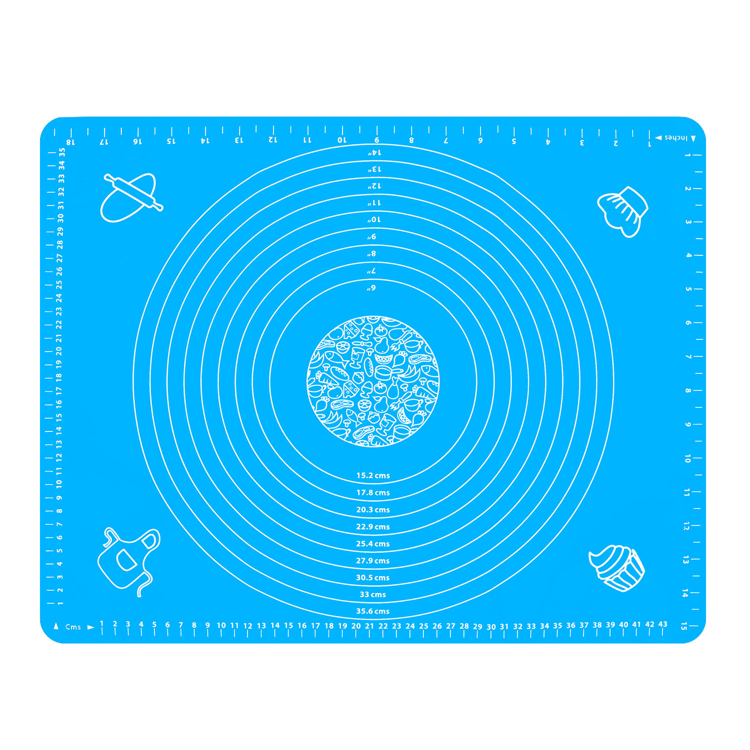 Thicken Silicone Kneading Dough Mat Scale Non-Stick Kitchen Baking Tool Cake Board Large Soft High Temperature Rolling Dough Pad: Blue