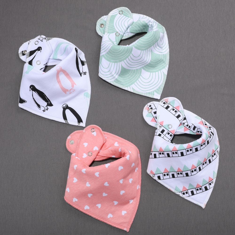 2 pcs/lot Baby Bibs Burp Cloth Print Arrow Wave Triangle Baby Bibs Cotton Reusable Washable Adjustable Baby Meal Infant Bibs