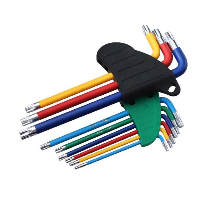 9 stuks schroevendraaier torx sleutelset kleurcodering slijtvaste anti-corrosie sleutelsets torx stersleutel