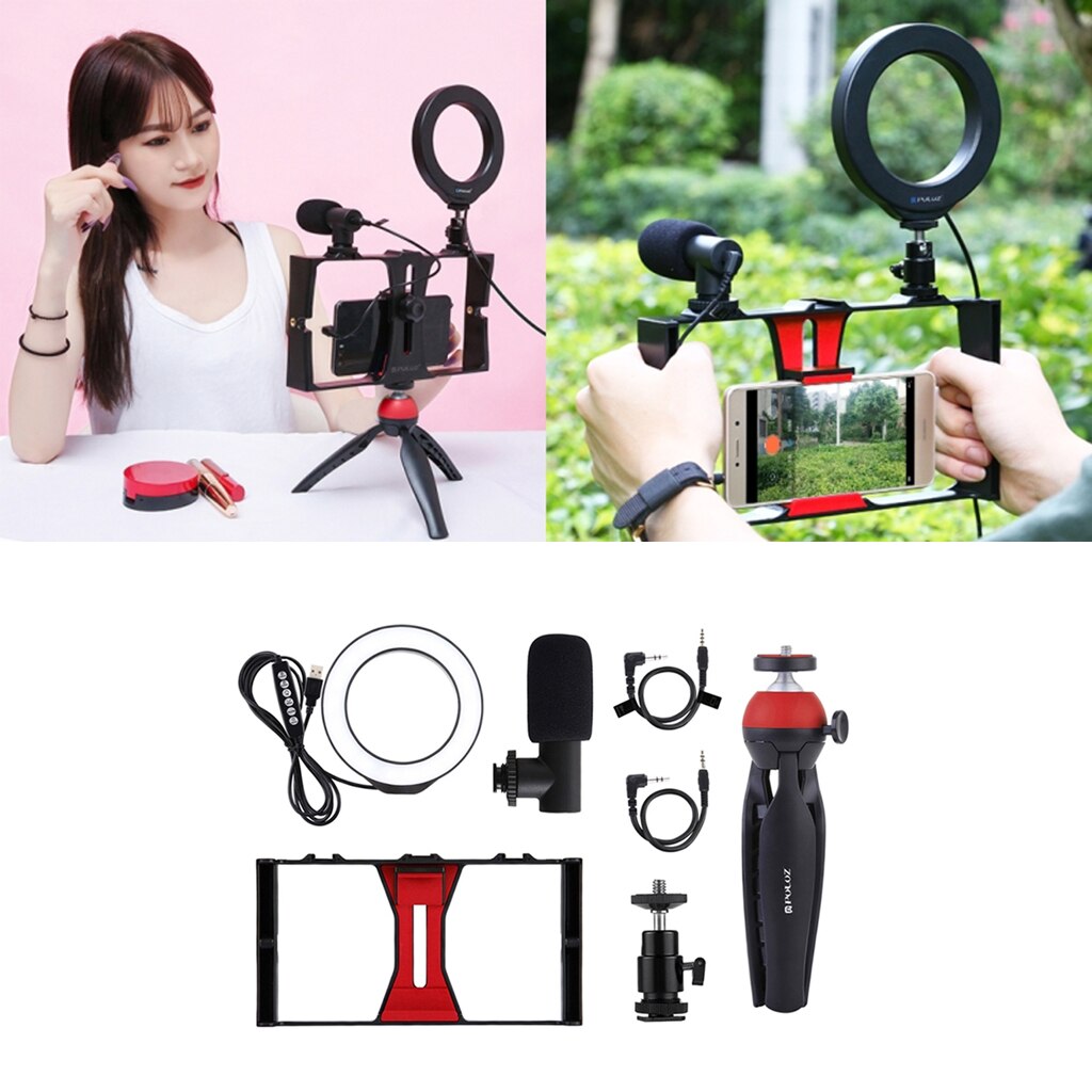 Smartphone Rig Outdoors Video Camera Cage Microphone Mount Film Grip
