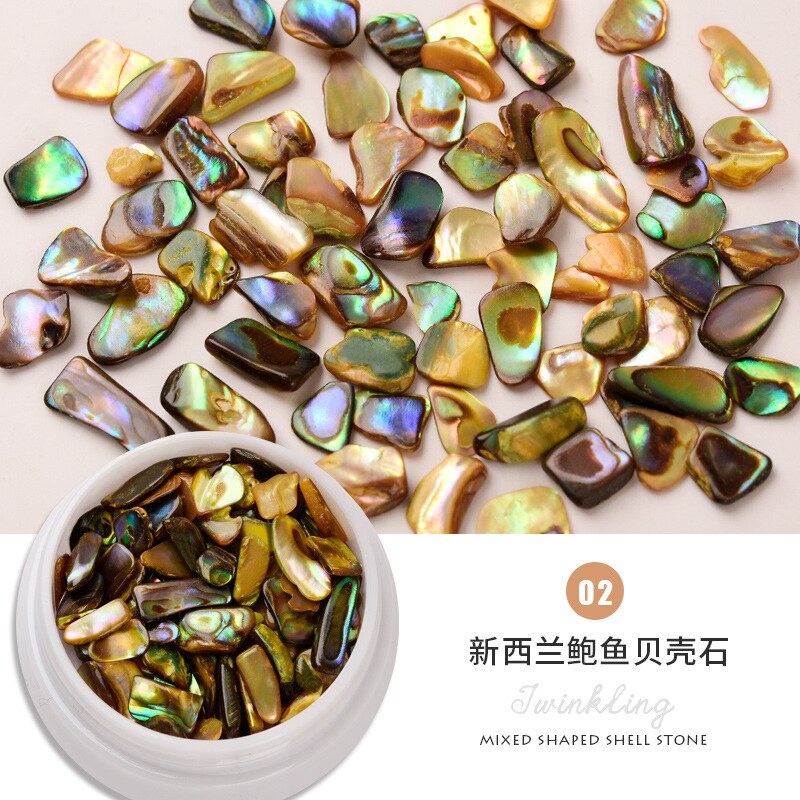 3d gwóźdź Sztuka uchowiec muszla kamień płatek kolor polerowany symfonia zorza polarna ozdoba robić paznokci akcesoria robić tipsów: 02