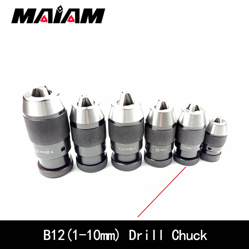B10 0.5-6mm b12 b16 b18 b22 1-10mm 1-13mm 1-16mm 5-20mm industriel selvspændende borepatron automatisk låsepatron: B12(1-10mm)