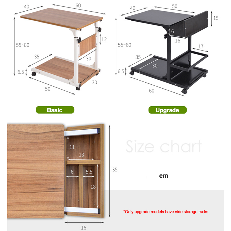 JOYLOVE Computer Table Adjustable Portable Laptop Desk Rotate Laptop Bed Table Can Be Lifted Standing Desk With Storage Shelf