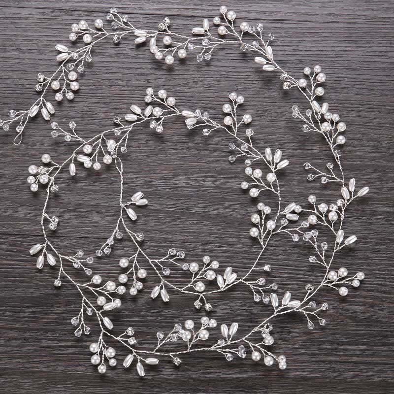 Novo feminino nupcial da dama de honra do falso pérola bandana doce elegante longo cabelo corrente festa de casamento moda decorativa headwear jóias