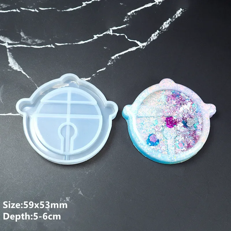Shaker moldes de silicona resina epoxi oso estrella paleta Shaker molde llavero encantos molde brillante DIY joyería herramienta artesanal: Rosa