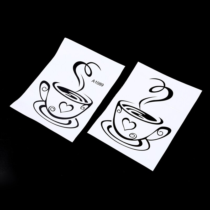 Pegatinas de arte de la pared de tazas de café negras pegatina de café de PVC decoración para cocina café restaurante DIY