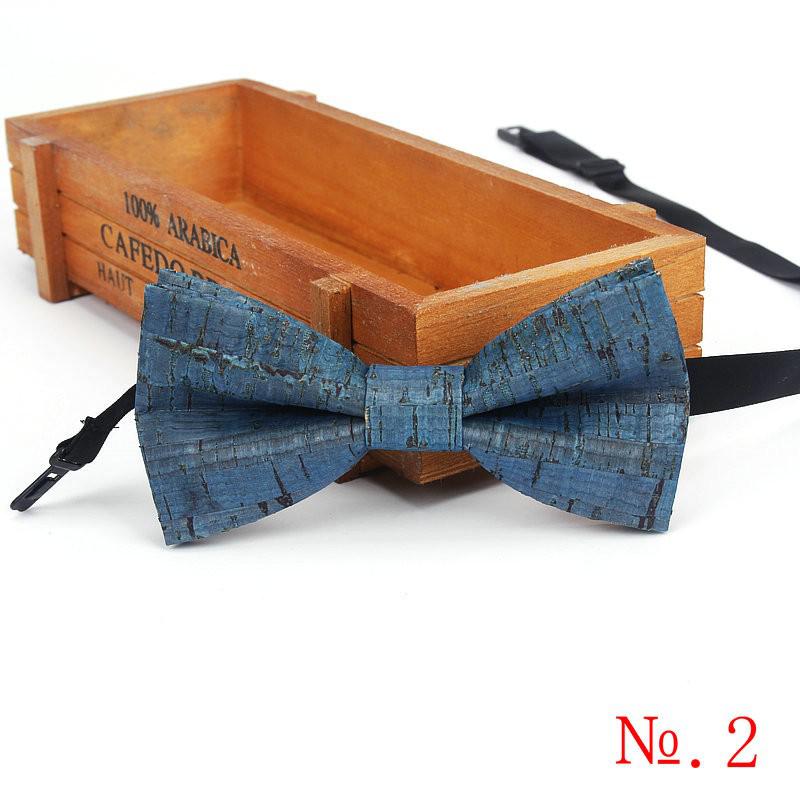 Fancy Cork Wood Men's Bow Ties Novelty Handmade Solid Bowtie Butterfly Wedding Party Man Accessories Neckwear: 2
