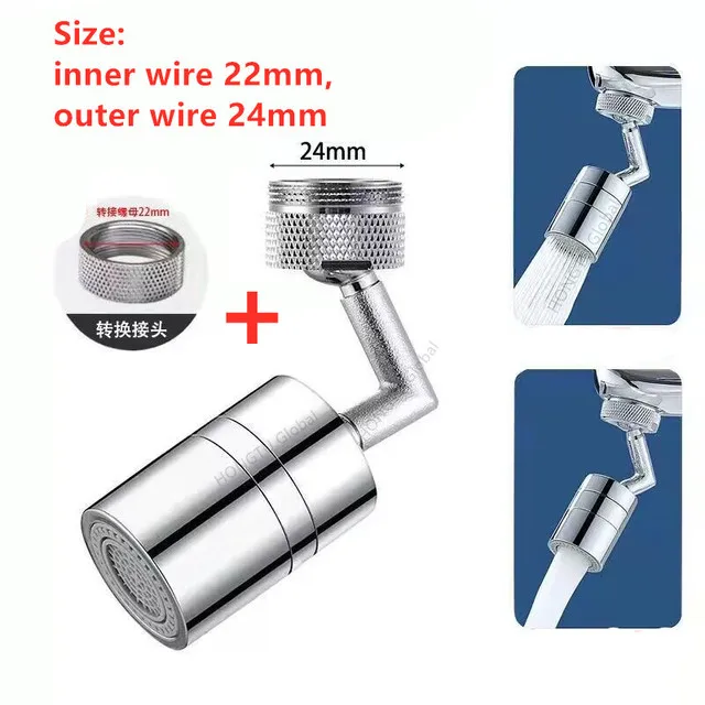 360 ° rotatable kitchen faucet spray head filter sink splashproof adapter 2 mode adjustable kitchen sink faucet aerator: Green