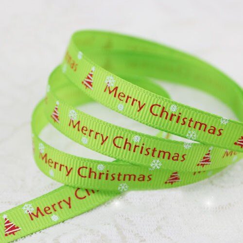 10mm kerstletter bedrukte grosgrain linten 2 meter/lots kerst verjaardag feest inpakpapier snoepdoos verpakking linten: Felgroene vrolijke