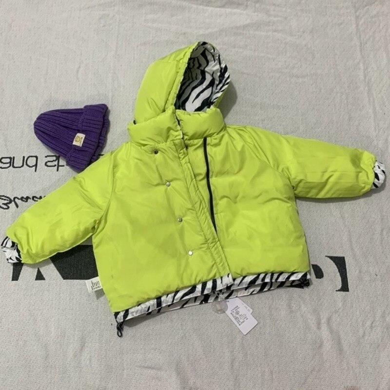Chaqueta de invierno de cebra para niños y niñas, abrigo con capucha, Parka corta, ropa de nieve