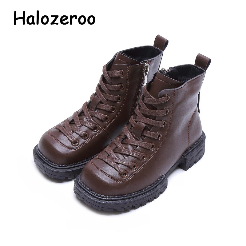 Winter freundlicher Stiefel Baby Mädchen Warme Stiefeletten freundlicher Leder Schuhe Jungen Schwarz Stiefel Schuhe Motorrad Stiefel