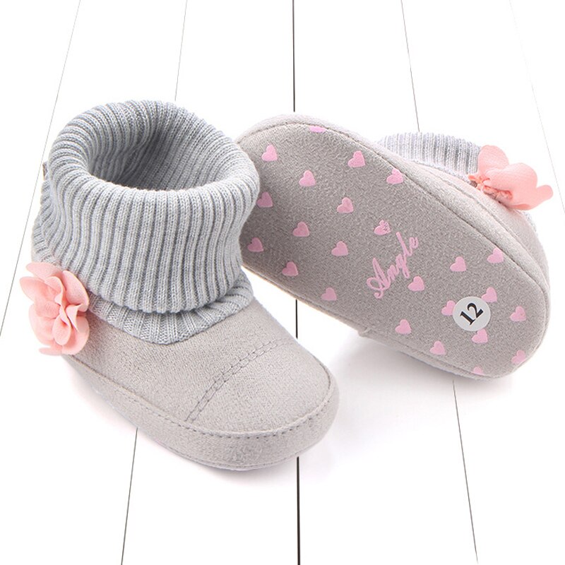 Baby-herbstschuhe für kleinkinder, stiefel für mädchen, #39 , neugeborene, warme, gestrickte blumenstiefel für jungen, freundlicher-winterschuhe aus baumwolle