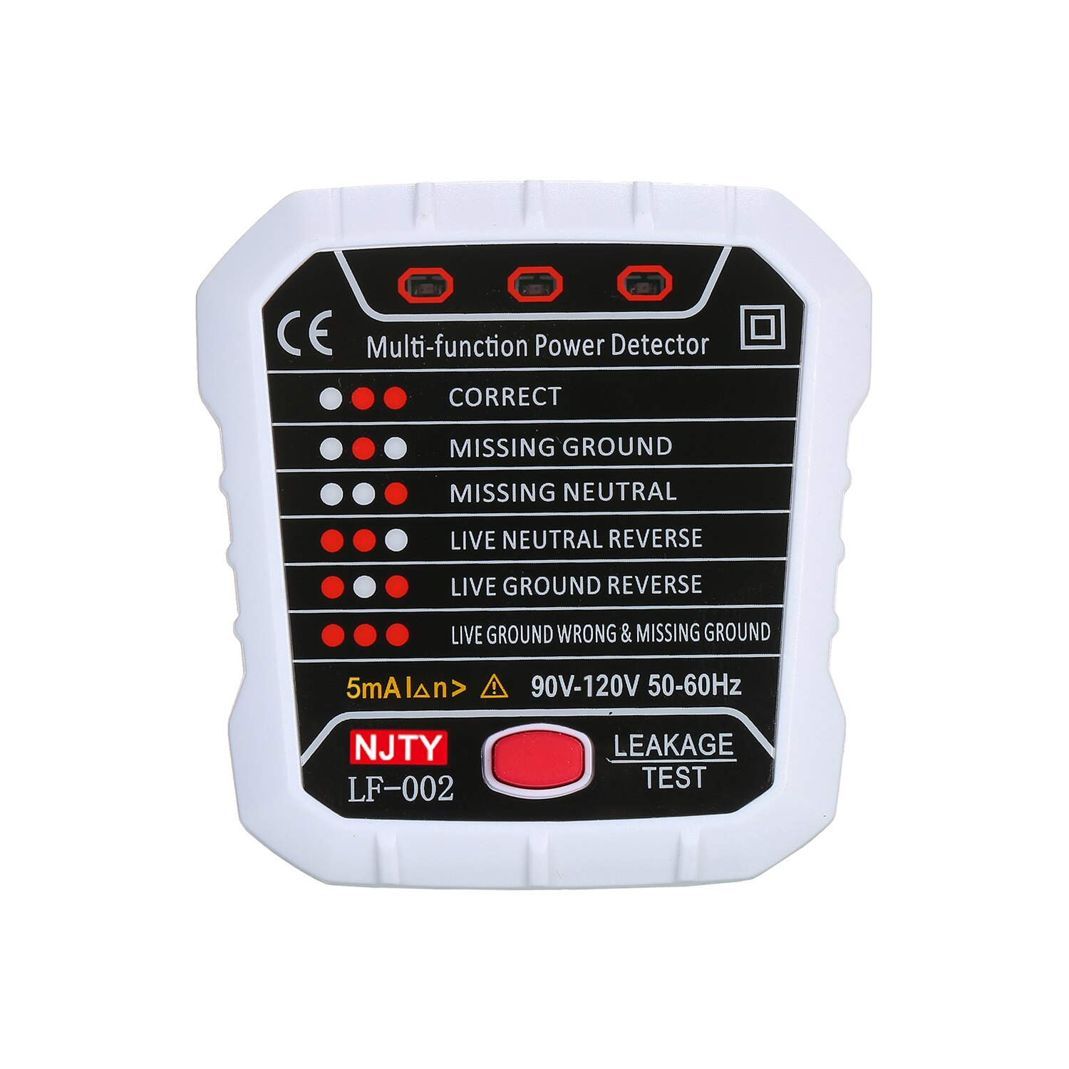 NJTY RCD Electric Socket Tester Automatic Neutral Live Earth Wire Polarity Detector US Plug Breaker Finder Electric Leakage Test