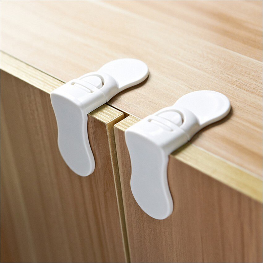 4pcs / a lot Child Kids Baby Care Safety Security Plastic Cabinet Locks for Cabinet Drawer Wardrobe Doors Fridge Toilet Saftey