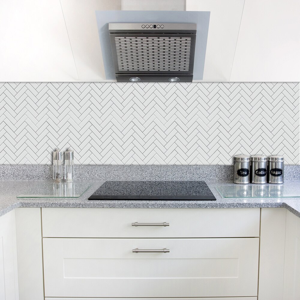 Funlife® vita fiskbens kakel kakel klistermärke tapet oljesäker badrum skal & stick avtagbar dekorativ kök backsplash