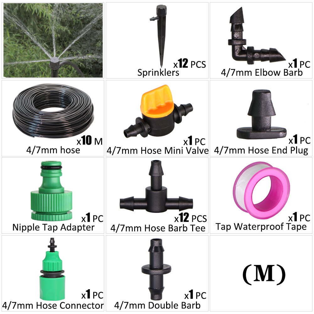 Garden Irrigation Kit Fog Nozzles Automatic Spray Sprinkler System 4/7mm Misting Watering Hose With Adjustable Dripper Connector: M