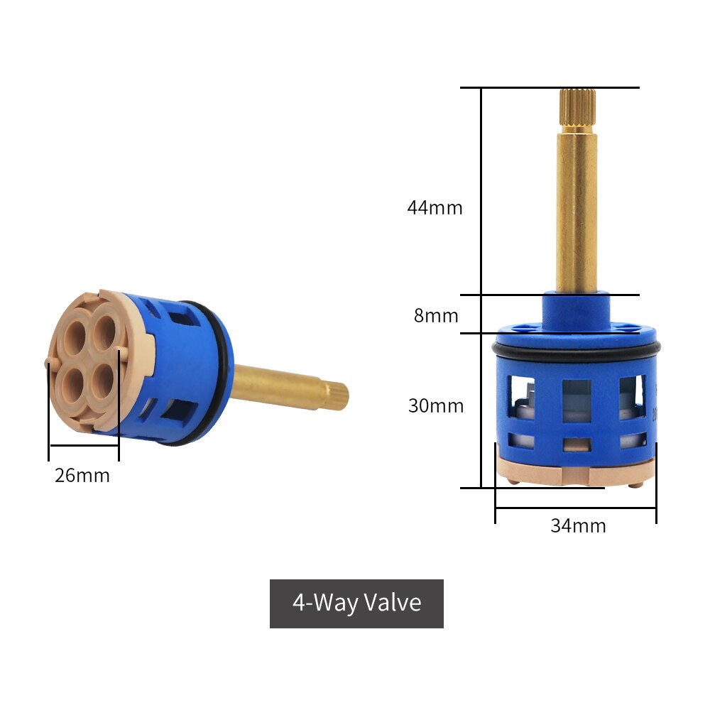 Shower Valve Ceramic Faucet Cartridge 2/3/4/5 Way Shower Valve Diverter Cold & Water Mixer Cartridge Sizes 31/35/44mm: 4way-blue-44mm