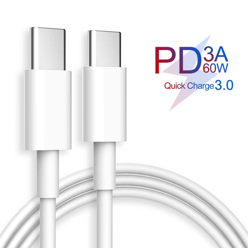 Cable cargador USB tipo C a USB tipo C para Samsung 60W PD USB-C carga QC 3,0 Cable de datos de carga rápida para dispositivos tipo C Cables