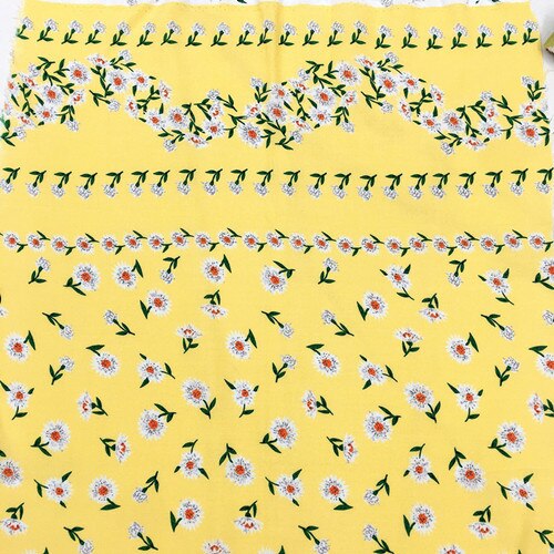 Tela de rayón con estampado de margaritas para primavera y verano, vestido de tela Floral pequeño, 45 hilos: 5