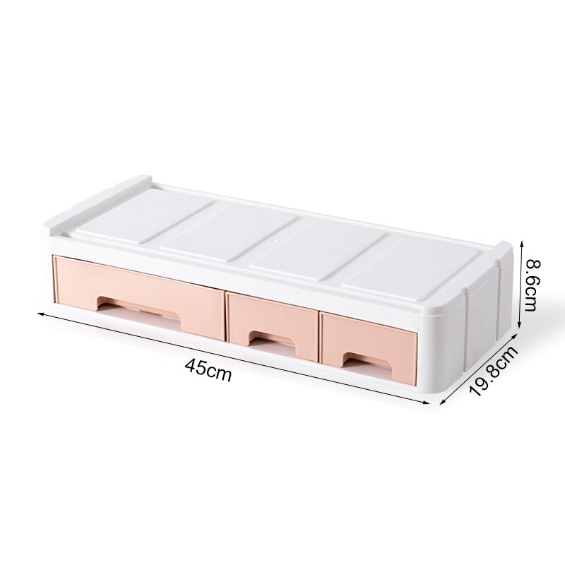 Desktop Drawer Organizer Computer Office Note Storage Box Plastic Chest Of Drawers Organizer Sundries Finishing Organizer: Pink 3 grid