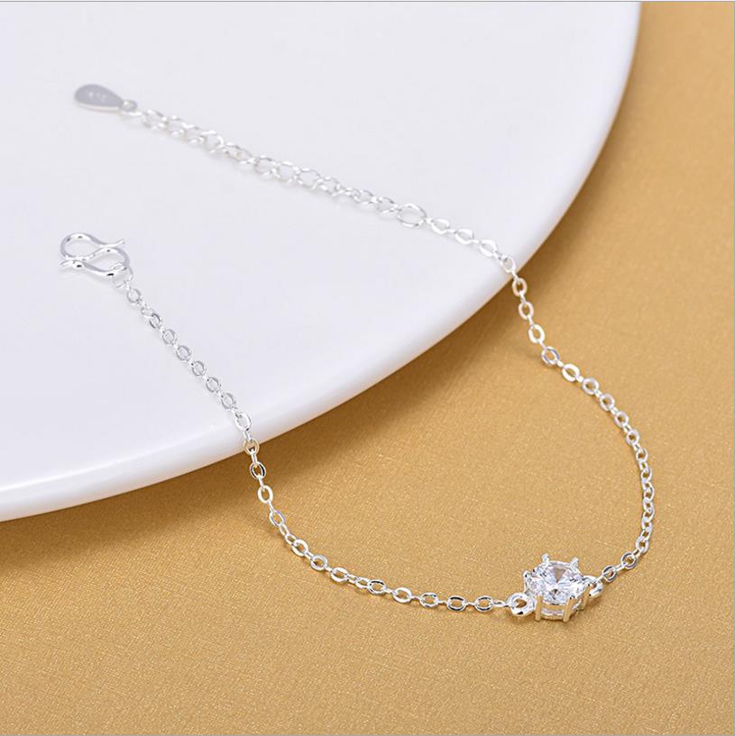 Lukeni Mooie Crystal Ronde Vrouwelijke Enkelbanden Sieraden Mode 925 Sterling Zilveren Armbanden Voor Vrouwen Verjaardag Party Accessoires