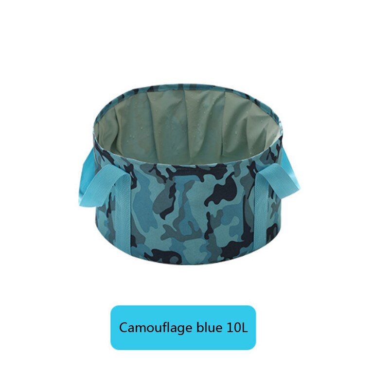 10l foldbar bærbar udendørs rejsevask håndvask spand foldbar håndvask camping vandpose fodbad spand: Marine blå