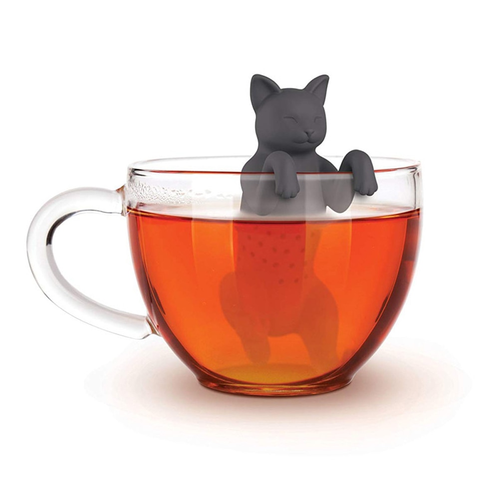 Pet Cat Tea Infuser Food Grade Silicone Rubber Purrtea Animal Tea Filter Tea Straine Black Grey Herbal Filter Spice Diffuser: Light Grey