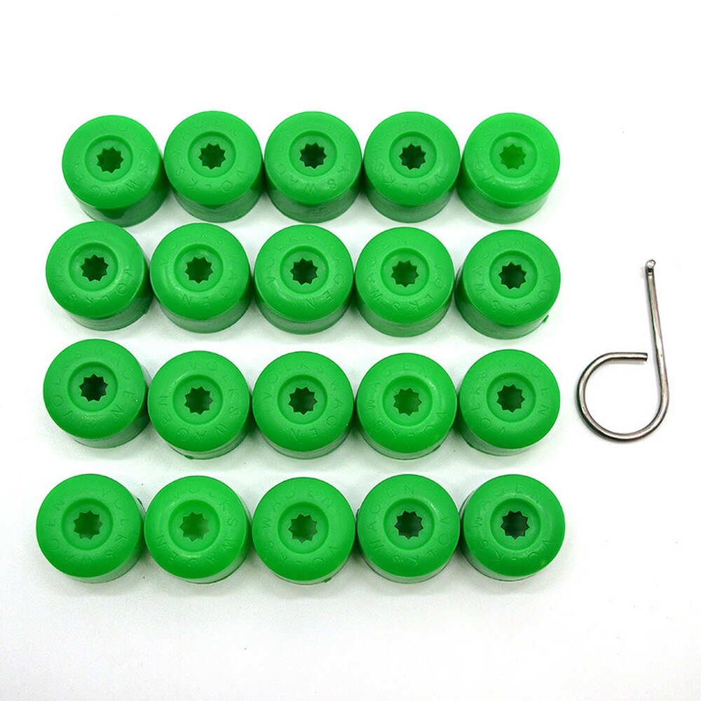 Car Wheel Cover Hub Nut Bolt Covers Cap 20Pcs 17mm Auto Tyre Screws for Volkswagen VW Golf MK4 Exterior Protection Accessories: Green