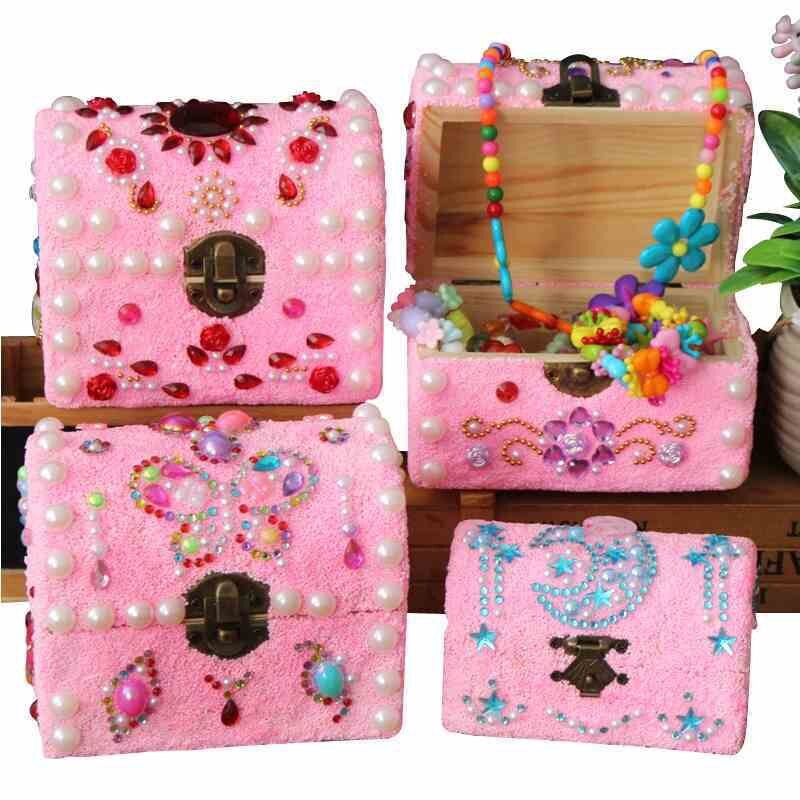 Enfants fait à la main bricolage matériel sac fille en bois massif papeterie boîte boîte à crayons flocon de neige boue bâton perceuse boîte de rangement