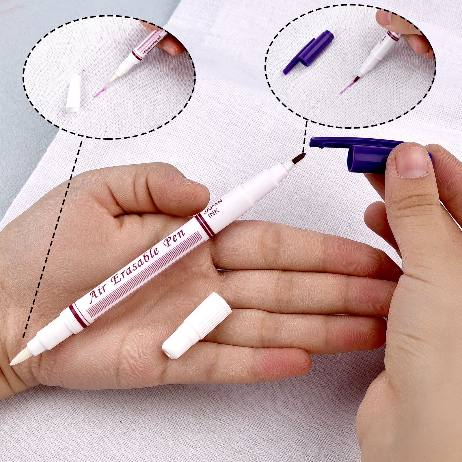 1/7pcs Ink Disappearing Fabric Marker Pen DIY Cross Stitch Water Erasable Pen Dressmaking Tailor's Pen for Quilting Sewing Tools