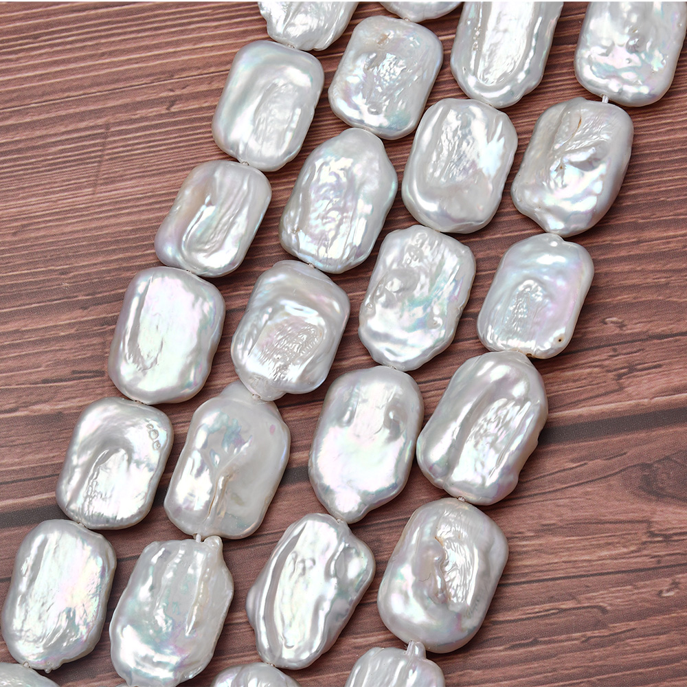 Barokke Parel Ketting Vierkante Witte Zoetwater Gekweekte Parel Ketting Sieraden Diy Maken 14x20mm