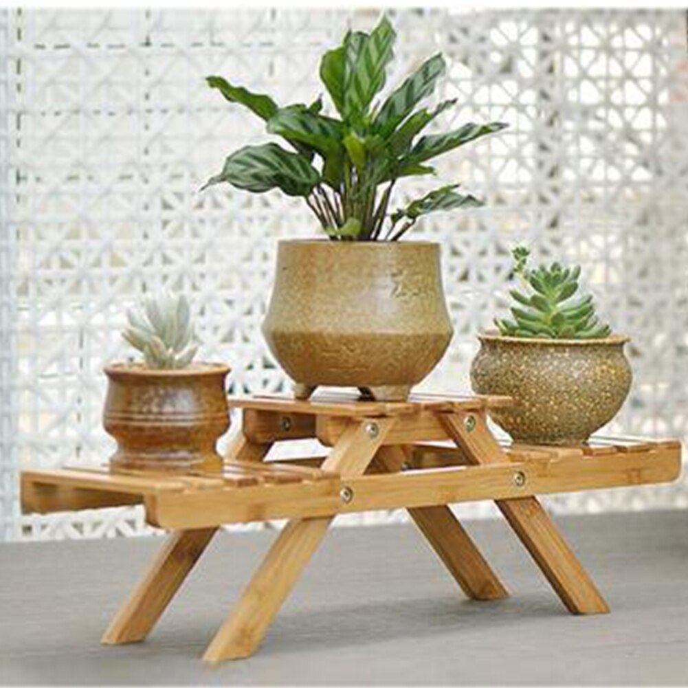Multilayer Flower Shelf Outdoor Pot Rack Living Room Display Stand Bamboo Garden Home Decor Holder Table Planter Plant Indoor